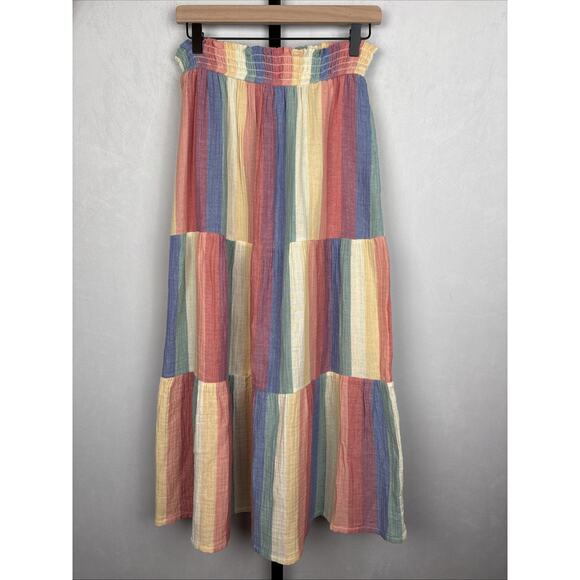 Marine Layer Dresses & Skirts - Marine Layer Corinne Maxi Skirt Women's Medium Tiered Rainbow Gauze Pull On Boho